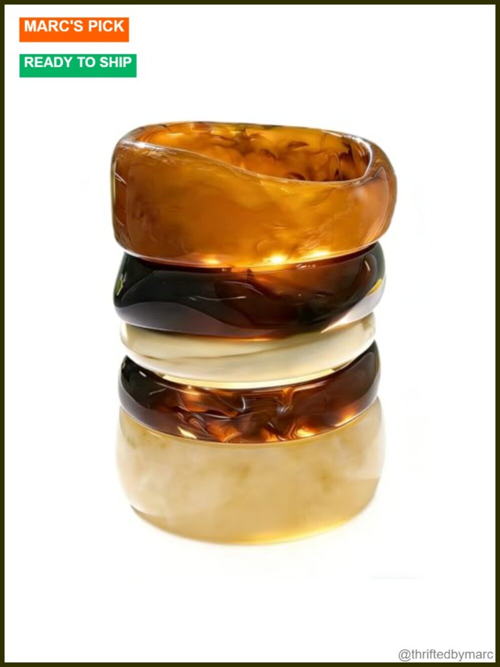 5 Pc Acrylic Resin Chunky Bangle Bracelet Set for Women